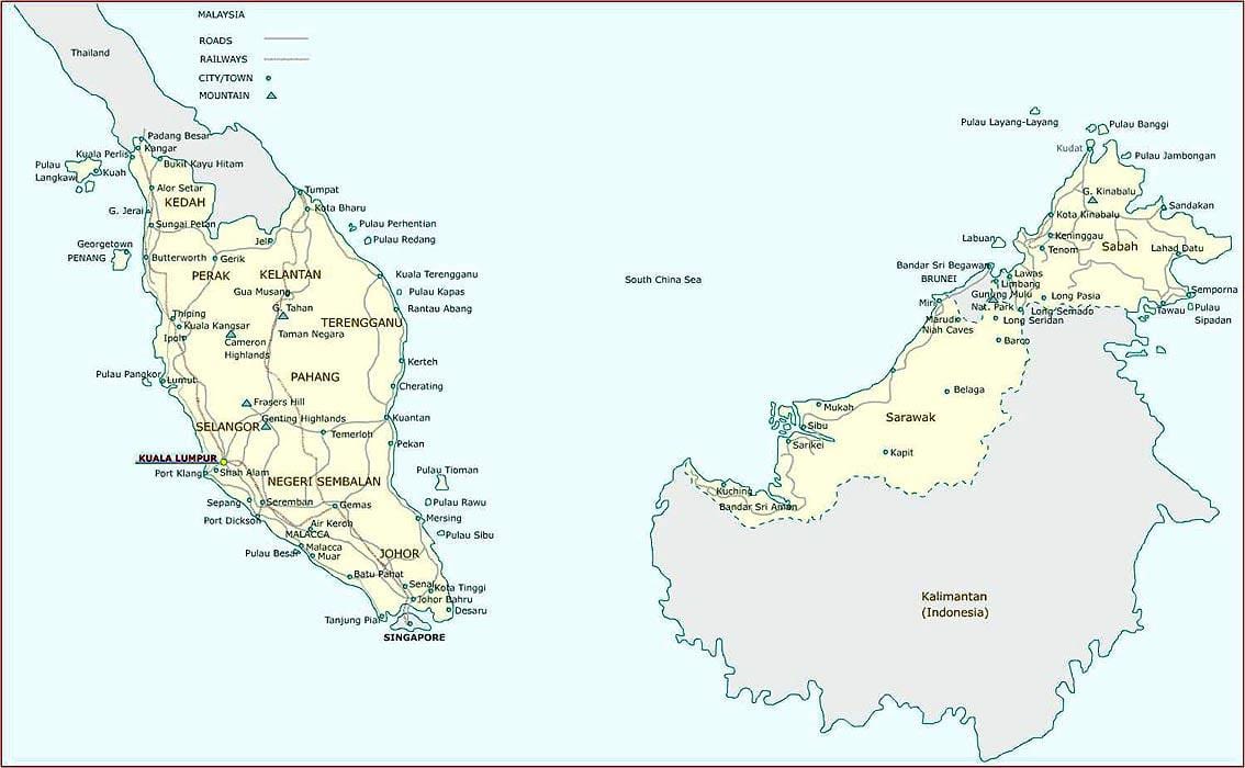 বিস্তারিত মানচিত্র, মালয়েশিয়া